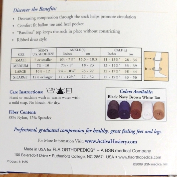 Activa 20-30mmHg Firm Support Graduated Compression Men's Dress Socks Brown NWT - Picture 7 of 9